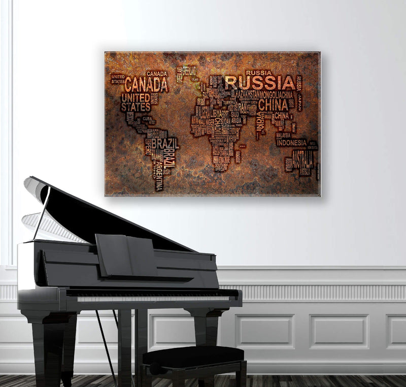 World Map Rusty Plexart - Kimy Design