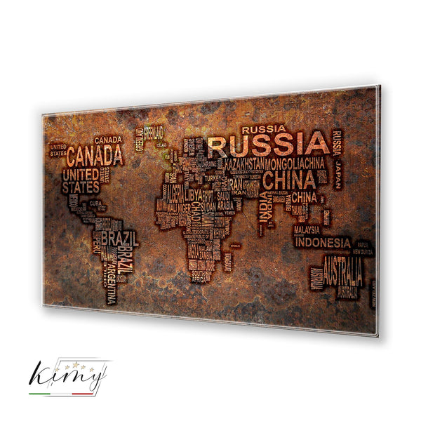 World Map Rusty Plexart - Kimy Design