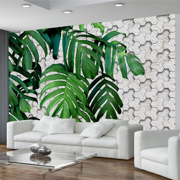 stampa su tela grande foglie tropicali verdi 