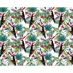 stampa su tela colorata tropicale tucani