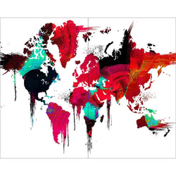 stampa su tela world map dark moderno bianco nero rosso