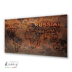 World Map Rusty Glass - Kimy Design