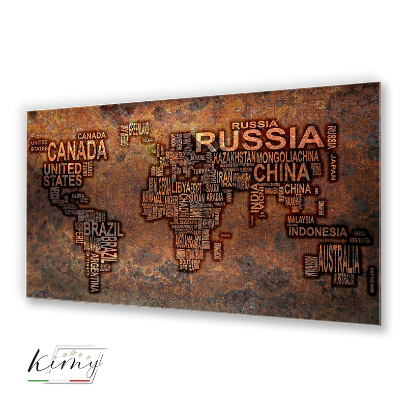 World Map Rusty Glass - Kimy Design