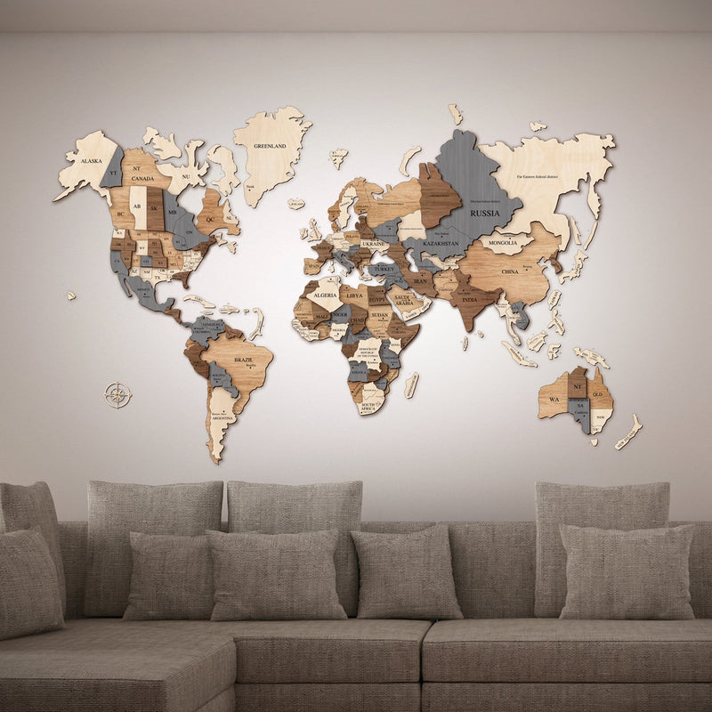 Mappa del Mondo in legno