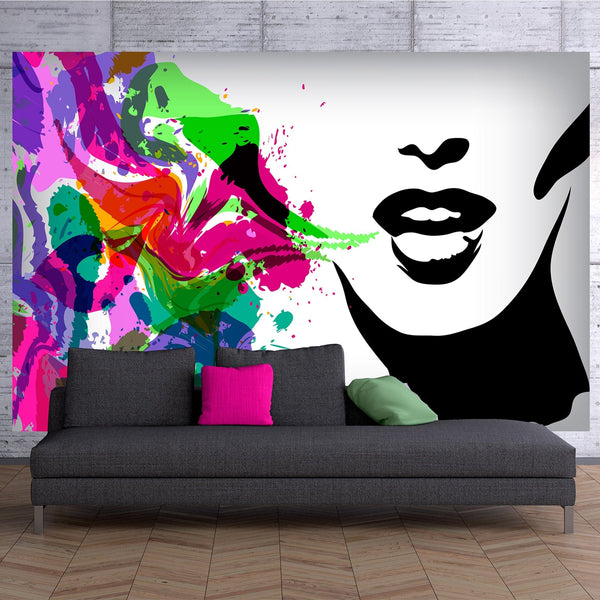 stampa su tela donna colorata lips women colorful