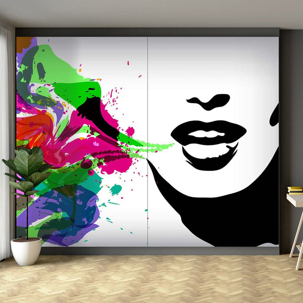 stampa su tela donna colorata lips women colorful